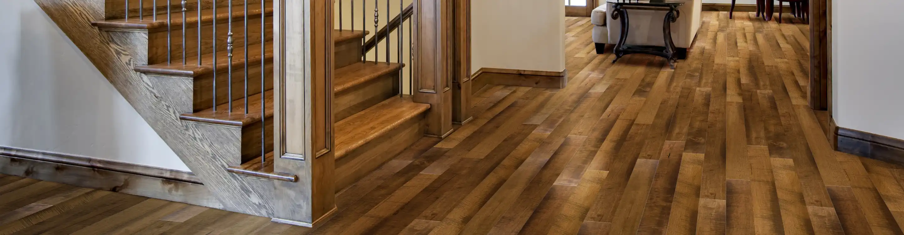 Hardwood floors near stairs 